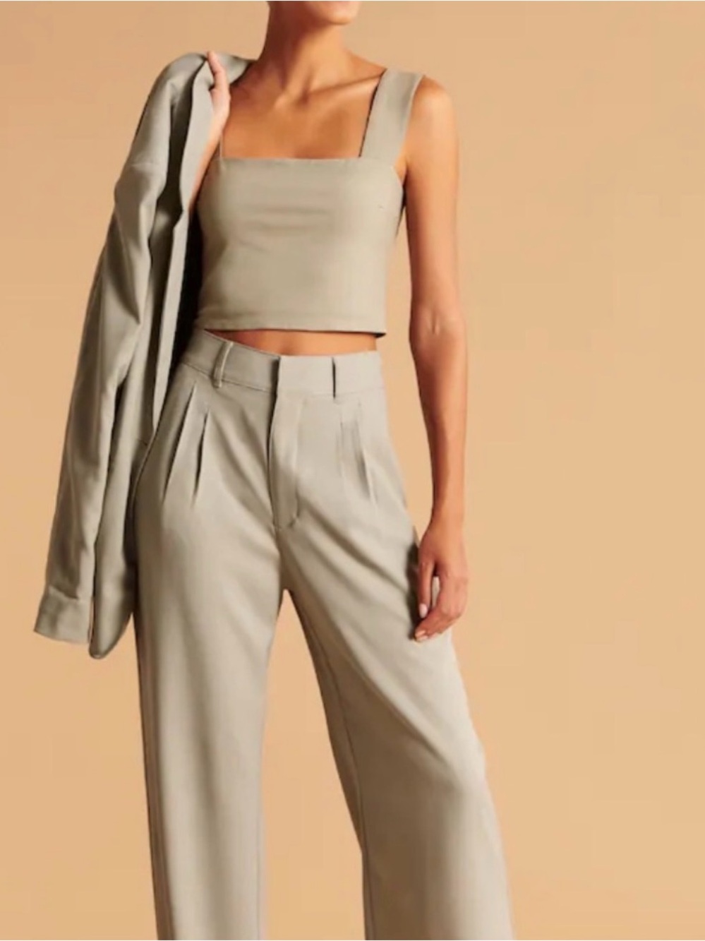 Abercrombie & Fitch Sage Green Cropped Tank